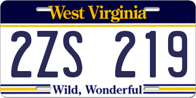 WV license plate 2ZS219