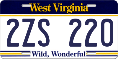 WV license plate 2ZS220