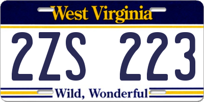 WV license plate 2ZS223