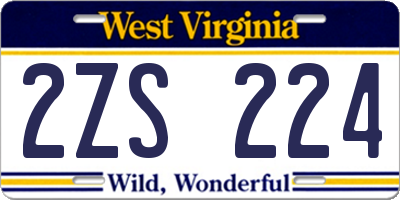 WV license plate 2ZS224