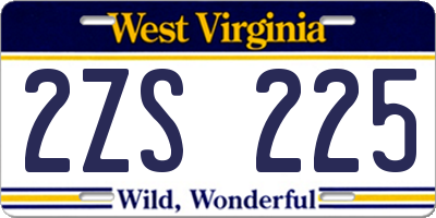WV license plate 2ZS225