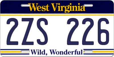 WV license plate 2ZS226