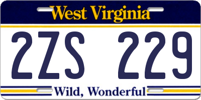WV license plate 2ZS229
