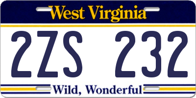 WV license plate 2ZS232
