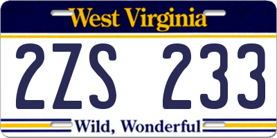 WV license plate 2ZS233