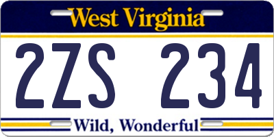 WV license plate 2ZS234
