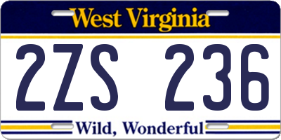 WV license plate 2ZS236