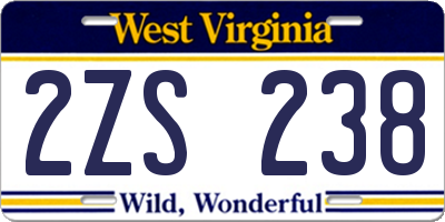 WV license plate 2ZS238