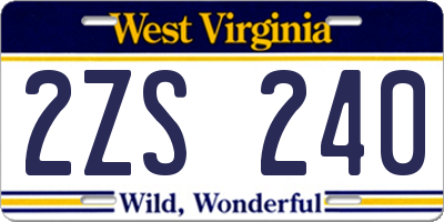 WV license plate 2ZS240