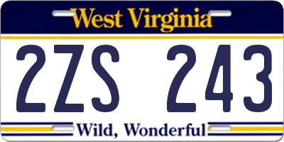 WV license plate 2ZS243