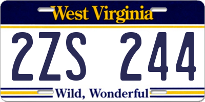 WV license plate 2ZS244