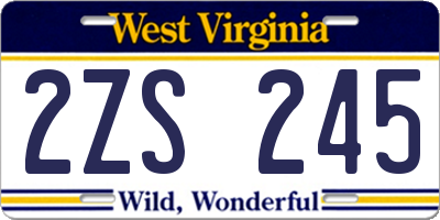 WV license plate 2ZS245