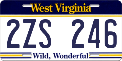 WV license plate 2ZS246