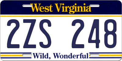 WV license plate 2ZS248