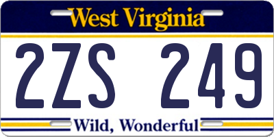 WV license plate 2ZS249