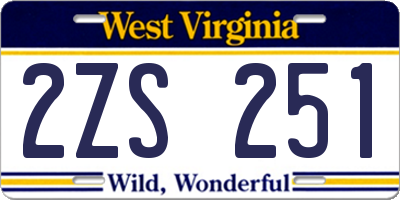 WV license plate 2ZS251