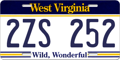 WV license plate 2ZS252