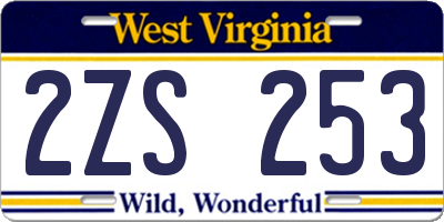 WV license plate 2ZS253