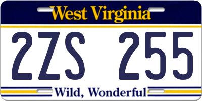 WV license plate 2ZS255