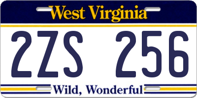 WV license plate 2ZS256