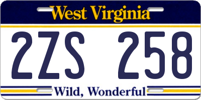 WV license plate 2ZS258