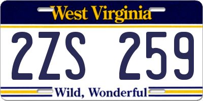 WV license plate 2ZS259