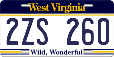 WV license plate 2ZS260