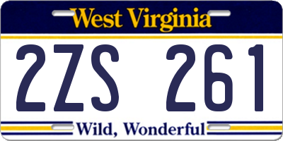 WV license plate 2ZS261