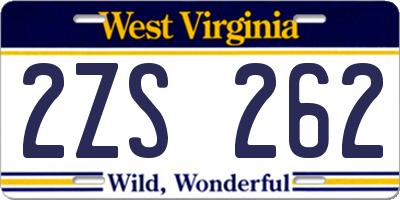 WV license plate 2ZS262