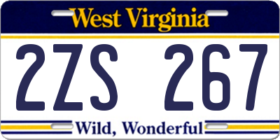 WV license plate 2ZS267