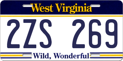 WV license plate 2ZS269