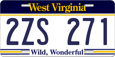 WV license plate 2ZS271