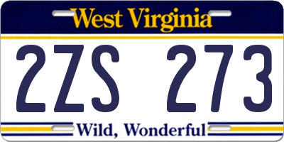 WV license plate 2ZS273