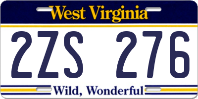 WV license plate 2ZS276