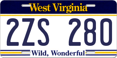 WV license plate 2ZS280