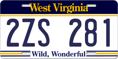 WV license plate 2ZS281