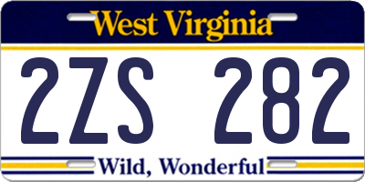 WV license plate 2ZS282
