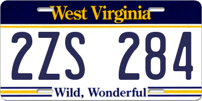 WV license plate 2ZS284