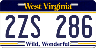 WV license plate 2ZS286