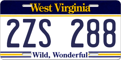 WV license plate 2ZS288
