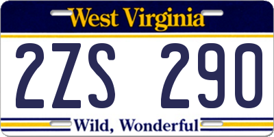 WV license plate 2ZS290