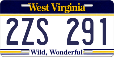 WV license plate 2ZS291