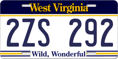 WV license plate 2ZS292