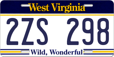 WV license plate 2ZS298