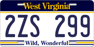 WV license plate 2ZS299