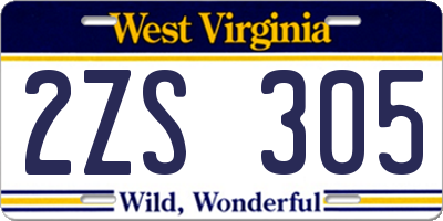 WV license plate 2ZS305