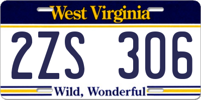 WV license plate 2ZS306