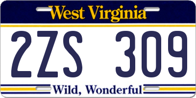 WV license plate 2ZS309
