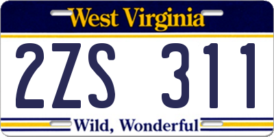 WV license plate 2ZS311