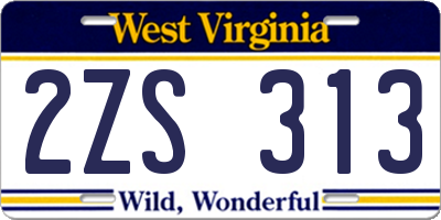 WV license plate 2ZS313